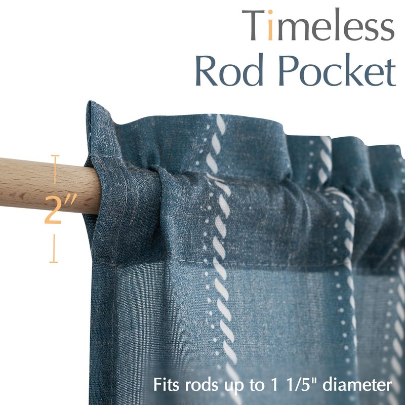 jinchan Nautical Valance Striped Linen Curtain 16 Inch Farmhouse Room