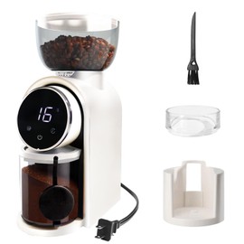 DITOSH Electric Coffee Grinder Touchscreen 2-14 Cup Conical Burr Coffee Grinder with 25 Grinding Settings Cleaning Brush Grindable Espresso Drip Coffee French Press for Home Use 110V White