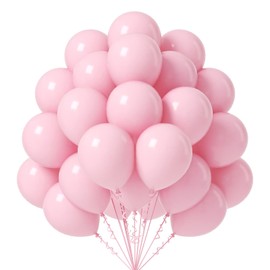 FOTIOMRG Pink Balloons 12 inch, 50 Pack Light Pink Latex Party Balloons Helium Quality for Birthday Graduation Bridal Baby Shower Gender Reveal Pink Princess Party Decorations (with Pink Ribbon)