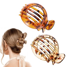 2Pcs Non Slip Flat Hair Claw, Small Hair Clip for Thin Hair, Strong Hold Resilient Spring Action, Light Brown Hair Barrettes Everyday Hair Accessory Clamps for Women & Girls