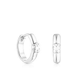 TOUS Aretes de Aro de Plata de Primera Ley para Mujer y Cierre Criolla de 3mm de Grosor y 1 cm de Diametro, Motivo de Oso, Versátiles y Atemporales, Colección Basics