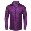 Hi-Tie Purple Silk Paisley Mardi Gras Dress Shirts for Mens