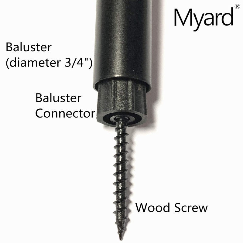 Myard 3/4" Anti-UV Black Baluster Connectors 50pcs for 25 Round