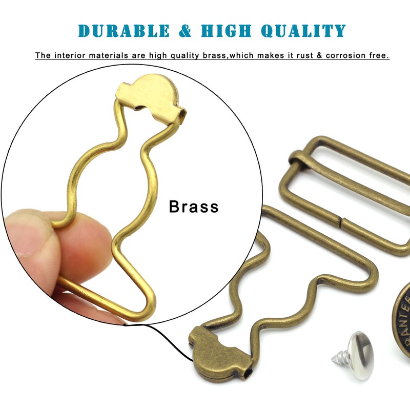 Enosea 4 Sets Overall Buckles Replacement, Metal Overall Suspender Dungaree