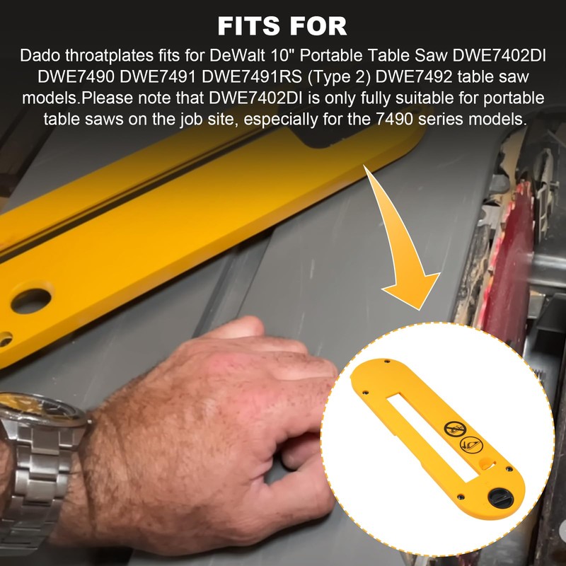 Dado Throat plate Fits for DEWALT 10 inch Table Saw