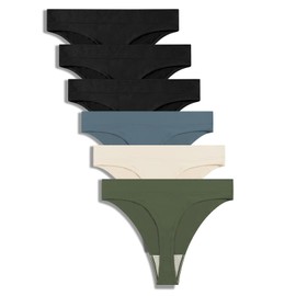 GRANKEE Women's Breathable Seamless Thong Panties No Show Underwear 6 Pack(Summer 6 pack L)