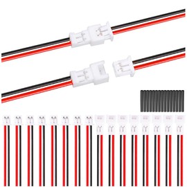 MKBKLLJY 10Pairs 1.25mm JST 2 Pin Electrical Plug and Female Electrical Cable with 26AWG 100mm Red Black Connector Cable for 3D Wing LED Belt Light Indoor