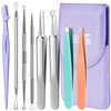 TsMADDTs Blackhead Remover Tools and Ingrown Hair Tweezers, 9PCS Pimple