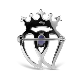 WithLoveSilver 925 Sterling Silver Classic Scottish Style Heart Crown Luckenbooth with Oval Amethyst Glass Brooch Pin, s, Sterling Silver, without stone