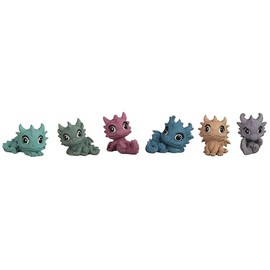 ICE ARMOR 6-PC Set 2.25" H Mini Dragon Figurine Statue Sculpture Ornament Decoration Home/Room Decor Ideas for Housewarming, Holidays and Birthdays Great Collectible Addition