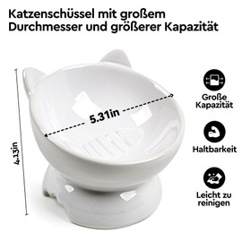 Futternapf Katze,2 Stück Katzennapf Aus Keramik Erhöhter Zervixschutz-Katzennapf Futternapf Katze Erhöht Fressnäpfe Katzen Doppel