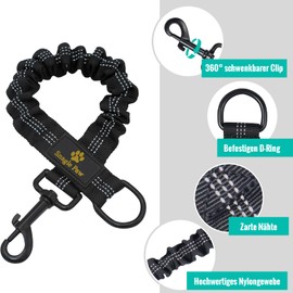 Pack of 2 Tangle-Free Elastic Dog Leads, No Tangled Double Dog Training Lead, Reflective Elastic Lead, Black