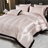 Satin Full Comforter Set with Sheet Set Silk Like Pink