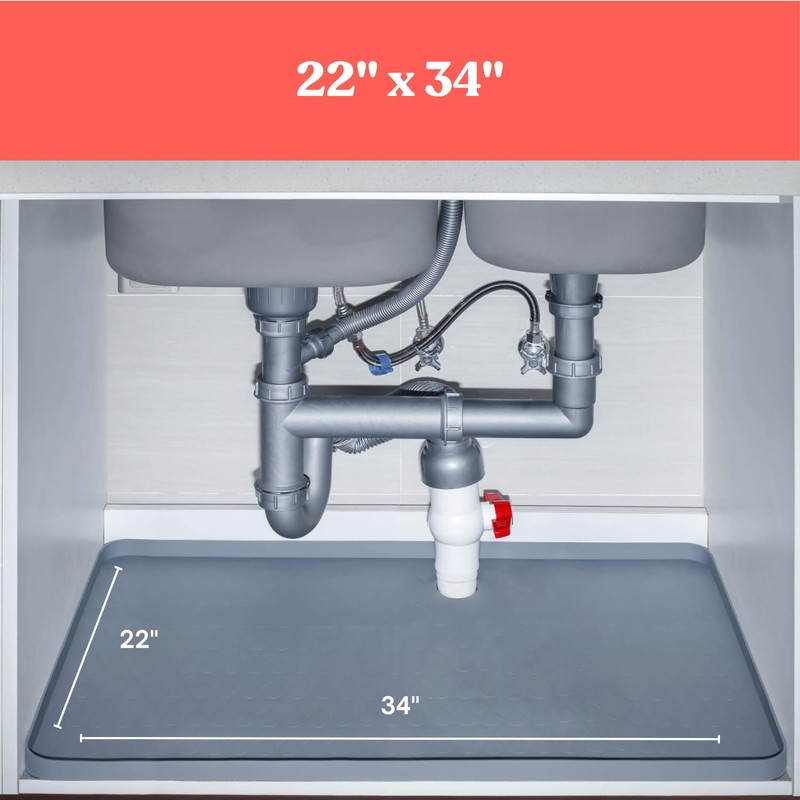 3 in 1 SET: Under Sink Mat with Cutout for