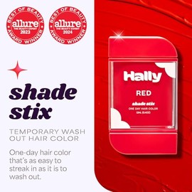 Hally Hair Color de Cabello Temporal, Sombra Stix(Rojo) - 12 Ml Tiza Lavable para Cabello para Niños, Adolescentes y Adultos - Tinte para Cabello Pop Of Color Un Día para Festivales, Eventos Deportivo