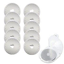 LOYELEY Rotary Cutter Replacement Blades, 1.8 inches (45 mm) Diameter, Graduated, Set of 10, Multicutters Circular Blades, Perforated Blades, Crafts, Cutting Non-woven Fabrics, Storage Case (10