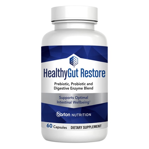 Barton Nutrition HealthyGutSupport+ - Gut Health and Immunity Support with Prebiotics, Probiotics and Digestive Enzymes for Digestion and Absorption - 60 Doctor-Formulated Stomach Health Capsules