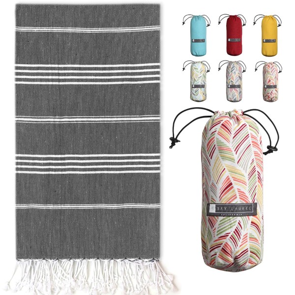 BAY LAUREL Turkish Beach Towel with Travel Bag 39 x