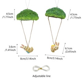 Fenteer 2x Hanging Easter Bunny Garden Statues Easter Decor Lovely Decorative Figurines Animal Sculptures for Porch Micro Landscape