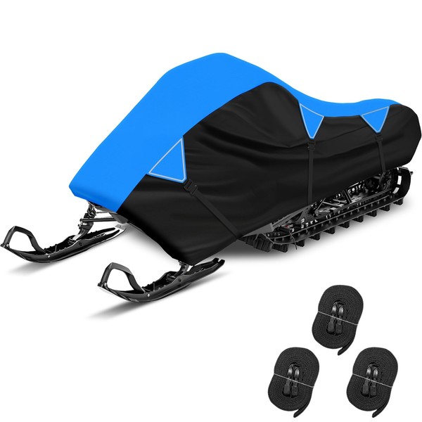 New Generation Snowmobile Cover! XYZCTEM Waterproof Trailerable Snowmobile Cover Sled Ski Cover Compatible with Yamaha Polaris Ski-Doo Arctic Cat(Fits 130" L, Black&Blue)