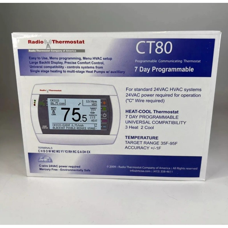 Radio Thermostat CT80 7 Day Programmable Communicating Thermostat - BRAND