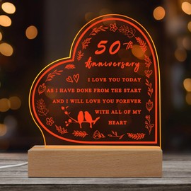 SIABERTERL 50th Anniversary Wedding Gift,50th Anniversary Dimmable Night Light for Couples,Parents,Husband & Wife,50th Anniversary for Christmas with Gift Box