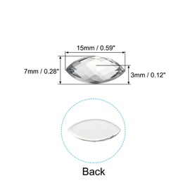 PATIKIL Marquise Gems, 100 Pcs 15x7mm Acrylic Rhinestones Flat Back Navette Horse Eye Crystal Gems for Jewelry Making DIY Craft, White