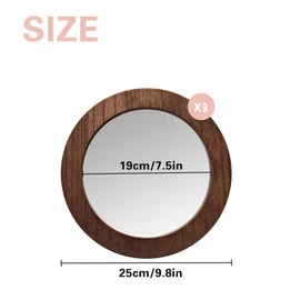 JoyHuaTrade 3 PCS Wood Wall Mirrors Decorative, 8 Inch Round Rustic Farmhouse Natural Wood Shatterproof Acrylic Decorative Mirror for Living Room, Bathroom, Bedroom, and Entryway