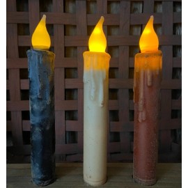 Hand Dipped Primitive Country Farmhouse Rustic Black, Rust & Cream  7" Timer Taper Candles - Rust Taper Candle