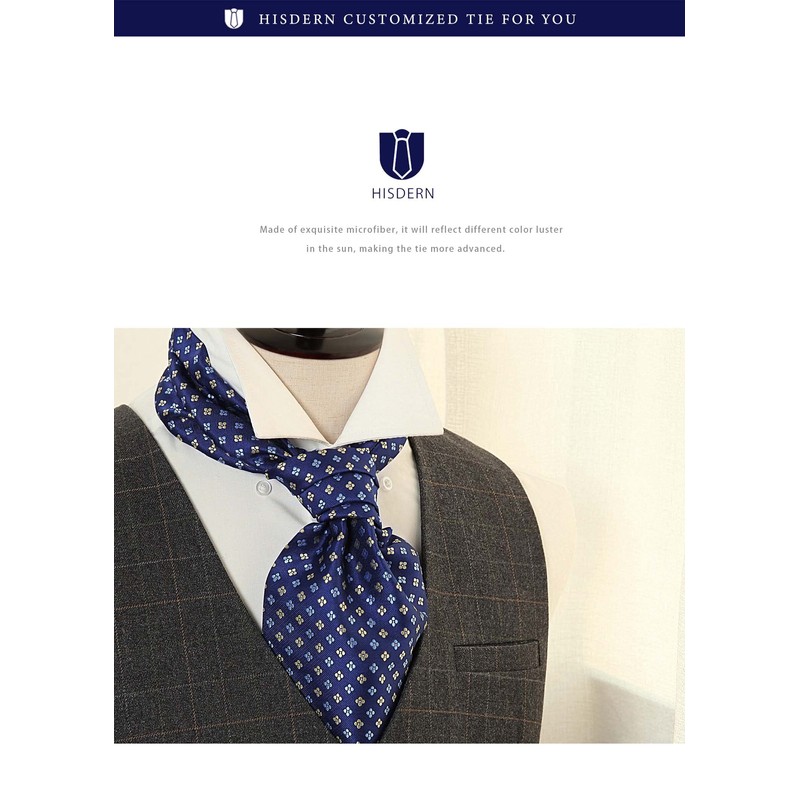 HISDERN Men's RC-01 Silk Ascot Tie, Neckerchief Scarf, Fashion Paisley