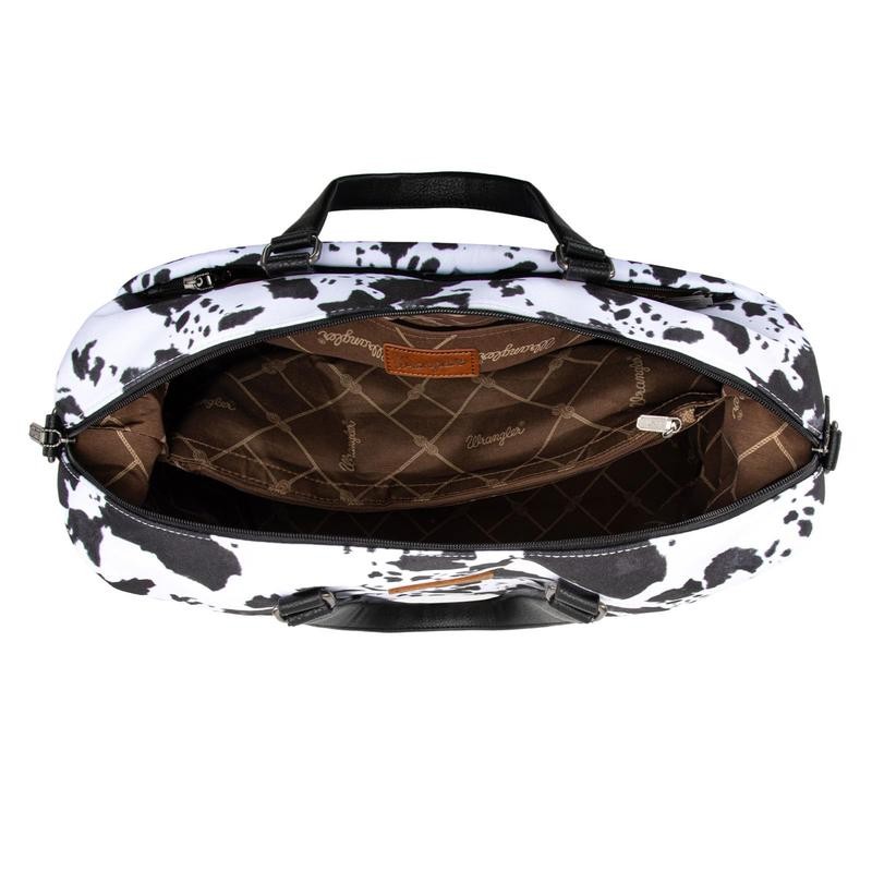 Wrangler Travel Duffle Bag for Women Oversized Cow Print Weekender