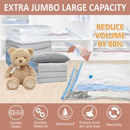 Cozy Essential 8 Pack XXL Jumbo Vacuum Storage Bags, Extra Large Vacuum Seal Bags for Comforters, Bedding, Blanket Storage, Giant Space Saver Bags for Huge Stuffed Toy(47.2x35 in)