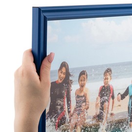 ArtToFrames 12x16 Inch Blue Picture Frame, This 1" Custom Wood Poster Frame is Blue Stain on Red Leaf Maple, for Your Art or Photos - Comes with Regular Glass, WOM0066-60823-YBLU-12x16