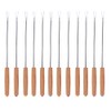 12-Piece Stainless Steel Barbecue Fork Skewer Set with Wooden Handle,
