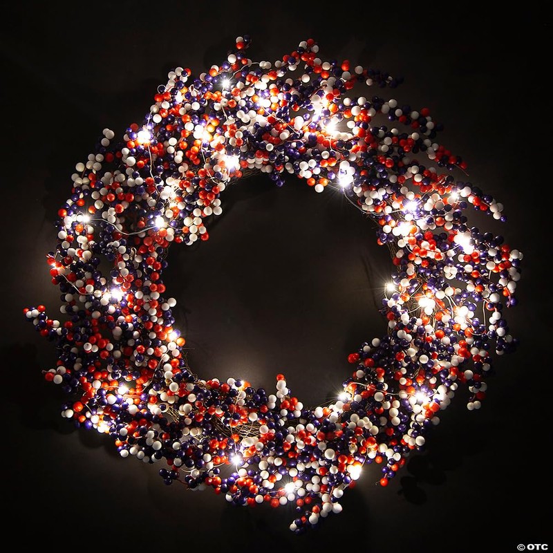 Light-Up Red White & Blue Patriotic Wreath