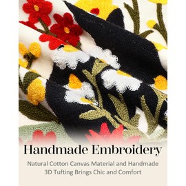 Kokaaee Embroidered Throw Pillow Covers - 20x12 Decorative Pillow Covers with Zipper Aesthetic Cute Design Boho Summer Throw Pillowcases for Couch Sofa Bed Indoor, Flower Cats