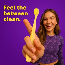 Tonochi Max Manual Toothbrush for Adults - Extra Soft Tapered Bristles for Sensitive Gums, Individually Wrapped, BPA-Free, Non-Slip Grip, 4-Pack (All Yellow)