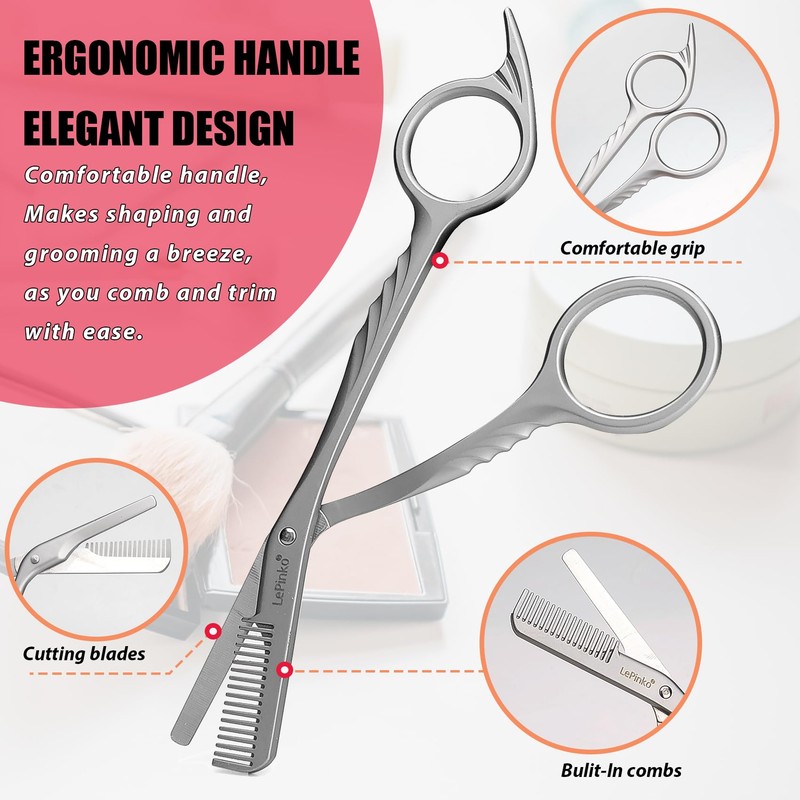 Eyebrow Trimming Scissors with Combs, Eyebrow Trimmers, Eyebrows Shaping Grooming