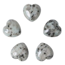 Justinstones Kiwi Jasper Healing Crystal Heart Love Stones Pocket Palm Thumb Gemstones Chakra Reiki Balancing Valentines Day Gifts 1 inch（Pack of 5）
