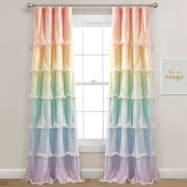 Lush Decor Rainbow Ombre Nerina Window Curtain Panel Pair, 36" W x 84" L, Rainbow