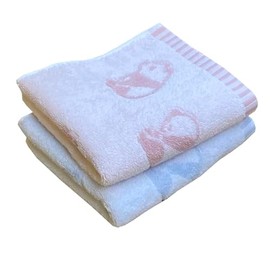 Imabari Towel Face Towel, Panda Pattern, Set of 2, 1 Blue, 1 Pink, Approx. 13.4 x 31.5 inches (34 x 80 cm), Made in Japan, Skin-friendly, Water Absorbent, Fluffy
