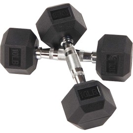 Fitvids Rubber Encased Hex Dumbbell, Set Including 10, 15, 20LB Pairs