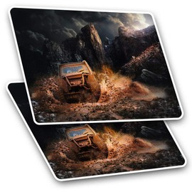 Rectangle Stickers(Set of 2) 7.5cm - Off Roading Quad ATV Dirt Car Fun Decals for Laptops,Tablets,Luggage,Scrap Booking,Fridges, #12631