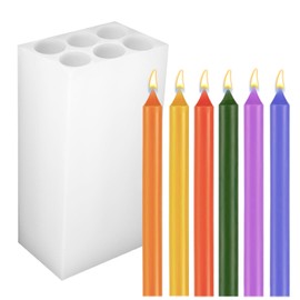 6-Cavity Long Cylinder Mold for Candle Making, 5.5Inch Cylinder Silicone Candle Mold Long Pillar Silicone Mold for Wax Candle Making