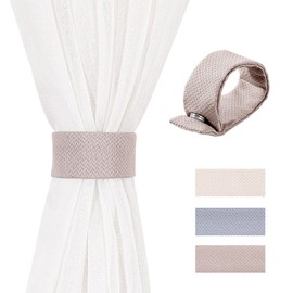 Bennertee Magnetic Curtain Tiebacks 2 Pack, Perfect for Thin, Short Drapes, Not for Heavy or Long Fabrics, Holdbacks, Pull Holders, Brown