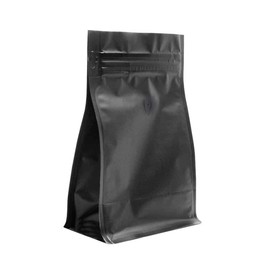 AwePackage 12 oz Resealable Zipper Box Pouch Coffee Bag with valve - Flat Bottom Pull Tab (25, Matte Black Wide)
