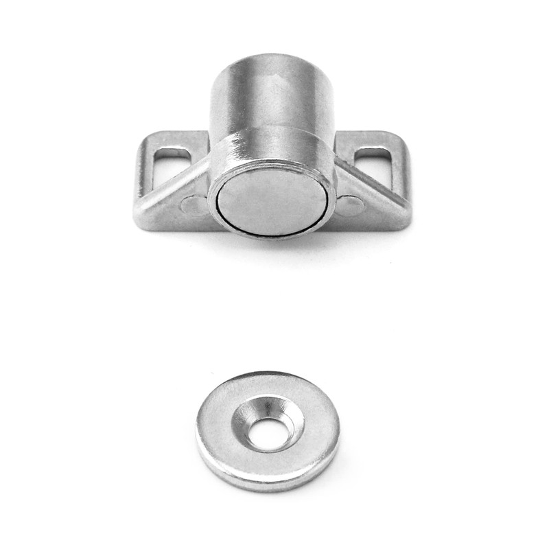 QWORK 8-Pack Silver Magnetic Door Latch Kit – Zinc Alloy