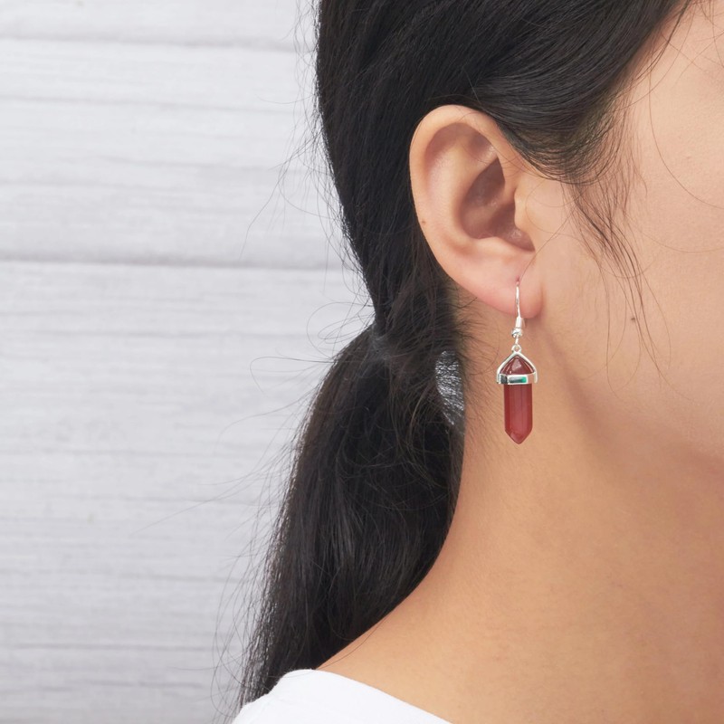 Philip Jones Carnelian Gemstone Drop Earrings