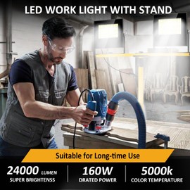 24000 Lumen LED Work Lights with Stand, Floodlight Work Light 2 Adjustable Head Work Light with 16FT IP67 Waterproof Tripod Work Light Stand for Construction Lighting