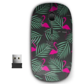 KAWAMOUSE 2.4G Ergonomic Portable USB Wireless Mouse for PC, Laptop, Computer, Notebook with Nano Receiver (Flamingos)